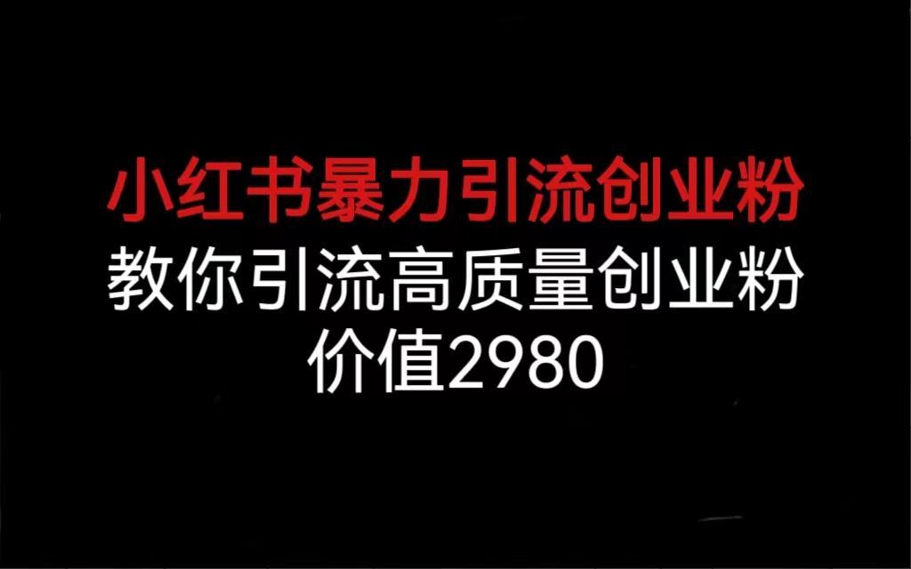 （6779期）小红书暴力引流创业粉，教你引流高质量创业粉，价值2980-千城资源网