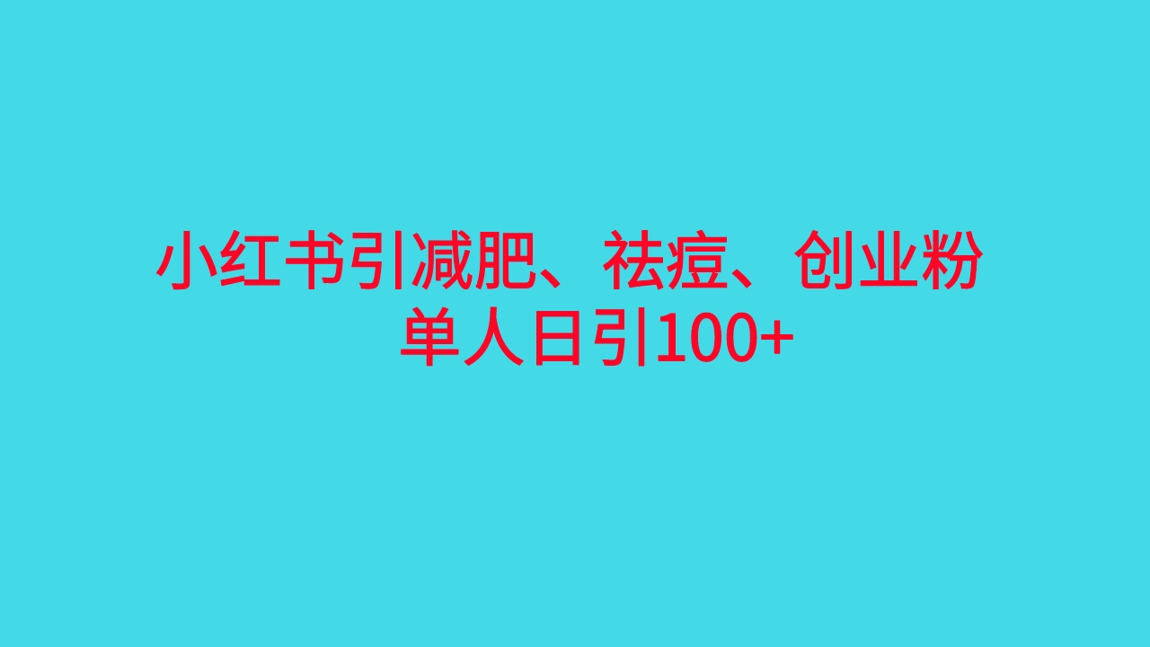 （6799期）小红书精准引流，减肥、祛痘、创业粉单人日引100+（附软件）-千城资源网