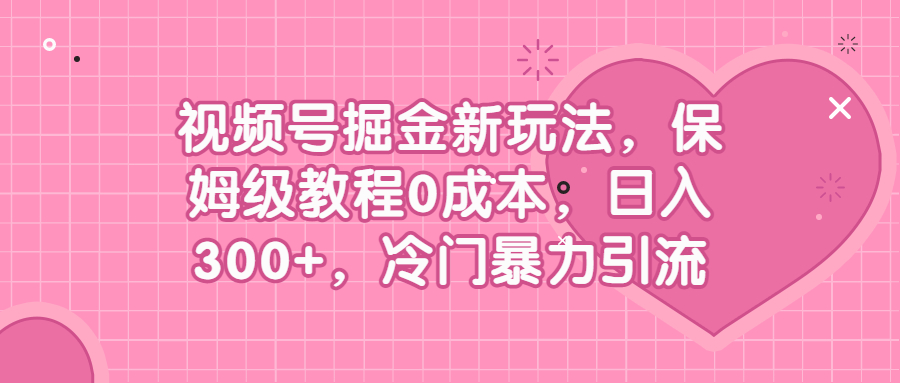（6802期）视频号掘金新玩法，保姆级教程0成本，日入300+，冷门暴力引流-千城资源网