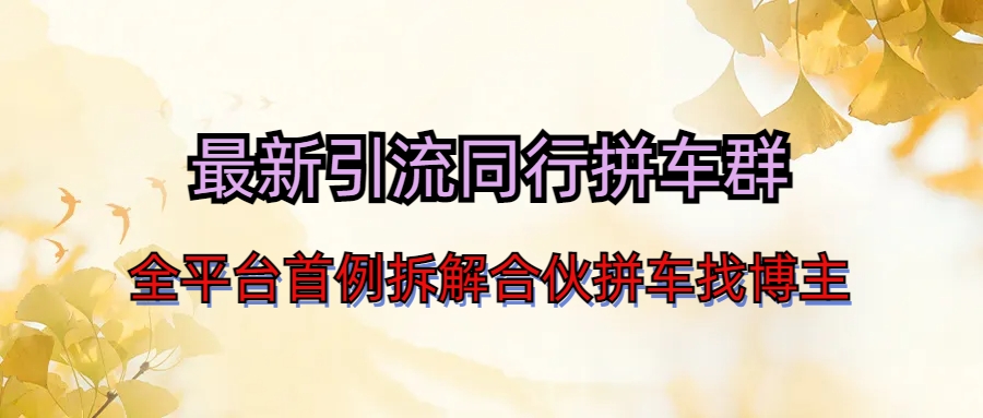 （6853期）最新引流同行拼车群合伙拼车找博主日引百人新玩法-千城资源网