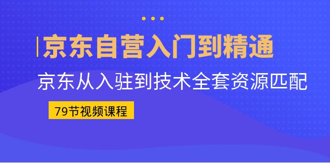 （6901期）京东自营入门到精通：京东从入驻到技术全套资源匹配（79节课）-千城资源网
