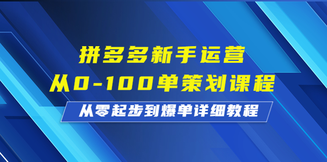 （6920期）拼多多新手运营从0-100单策划课程，从零起步到爆单详细教程-千城资源网