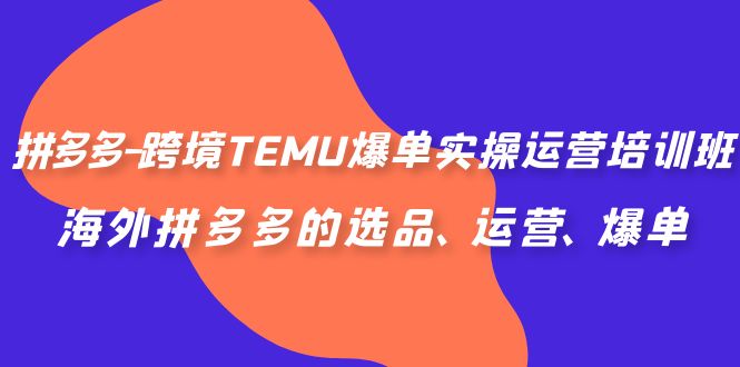 （6934期）拼多多-跨境TEMU爆单实操运营培训班，海外拼多多的选品、运营、爆单-千城资源网