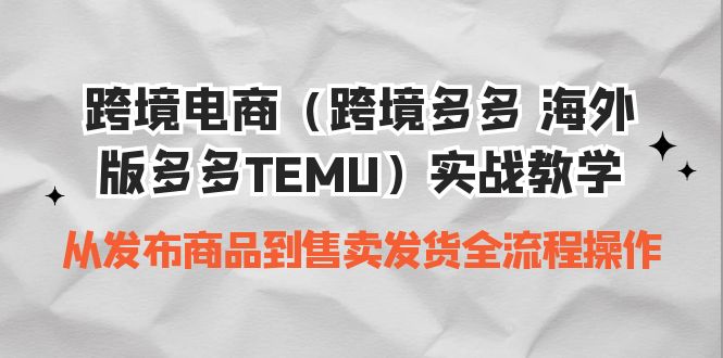 （6989期）跨境电商（跨境多多 海外版多多TEMU）实操教学 从发布商品到售卖发货全流程-千城资源网