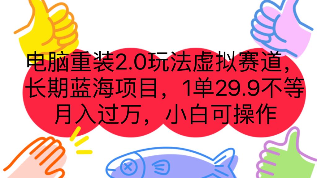 （7037期）电脑重装2.0玩法虚拟赛道，长期蓝海项目 一单29.9不等 月入过万 小白可操作-千城资源网