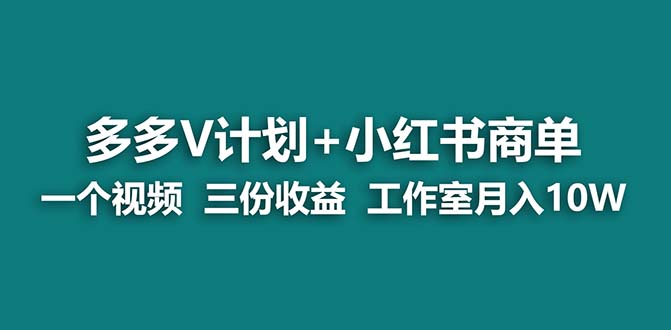 （7099期）【蓝海项目】多多v计划+小红书商单 一个视频三份收益 工作室月入10w打法-千城资源网