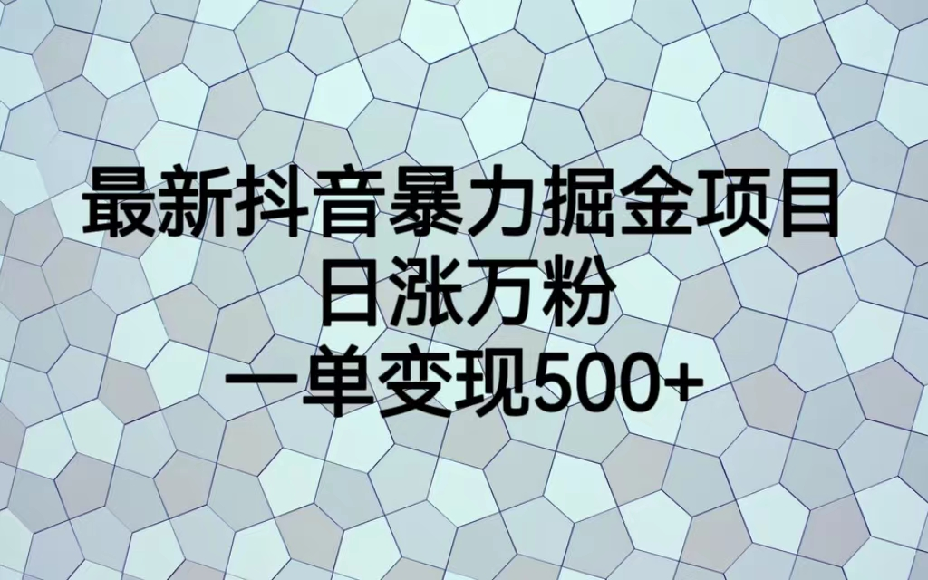 （7100期）最火热的抖音暴力掘金项目，日涨万粉，多种变现方式，一单变现可达500+-千城资源网