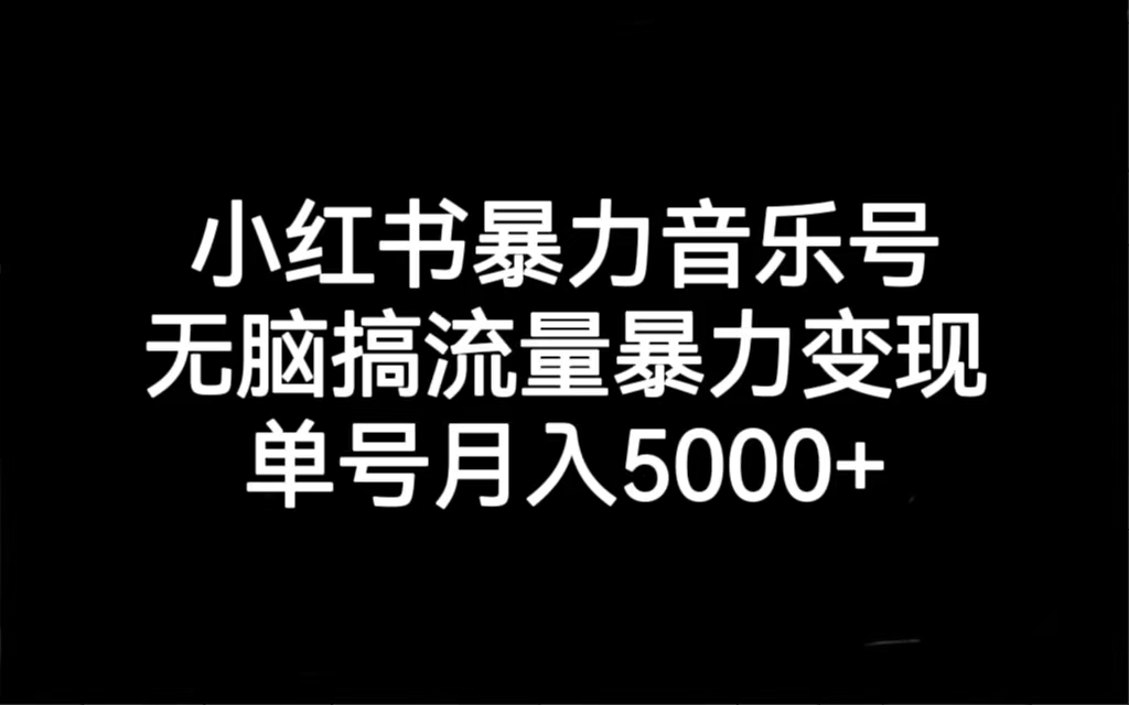 （7153期）小红书暴力音乐号，无脑搞流量暴力变现，单号月入5000+-千城资源网
