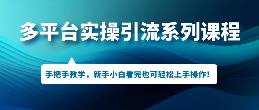 （7170期）多平台实操引流系列课程，手把手教学，新手小白看完也可轻松上手引流操作！-千城资源网
