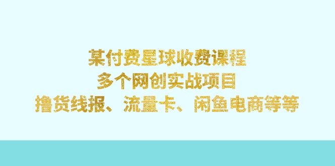 （7199期）某付费星球课程：多个网创实战项目，撸货线报、流量卡、闲鱼电商等等-千城资源网