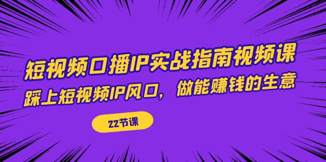 （7202期）短视频口播IP实战指南视频课，踩上短视频IP风口，做能赚钱的生意（22节课）-千城资源网
