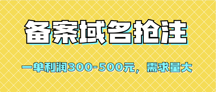 （7277期）【全网首发】备案域名抢注，一单利润300-500元，需求量大-千城资源网