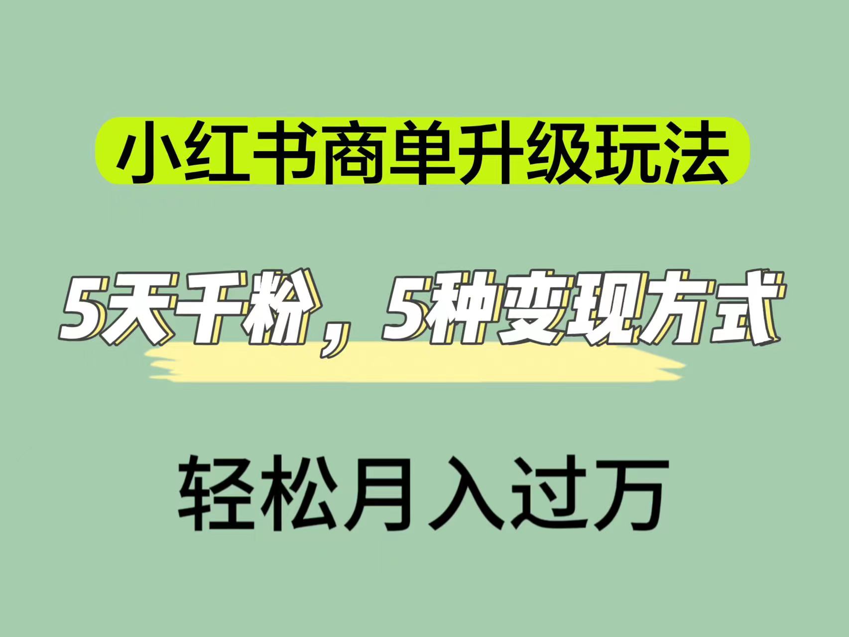 （7312期）小红书商单升级玩法，5天千粉，5种变现渠道，轻松月入1万+-千城资源网