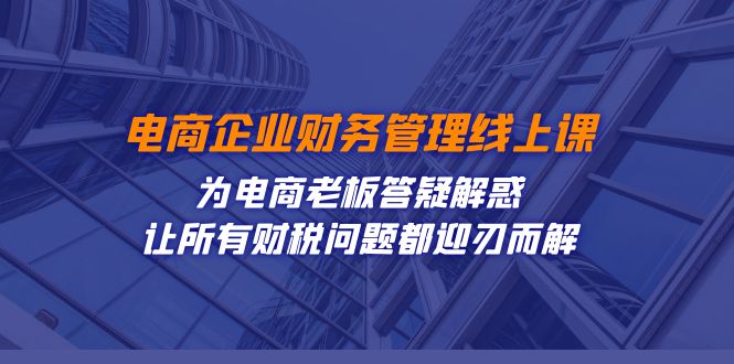 （7504期）电商企业-财务管理线上课：为电商老板答疑解惑-让所有财税问题都迎刃而解-千城资源网