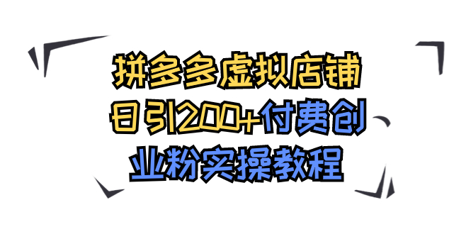 （7571期）拼多多虚拟店铺日引200+付费创业粉实操教程-千城资源网