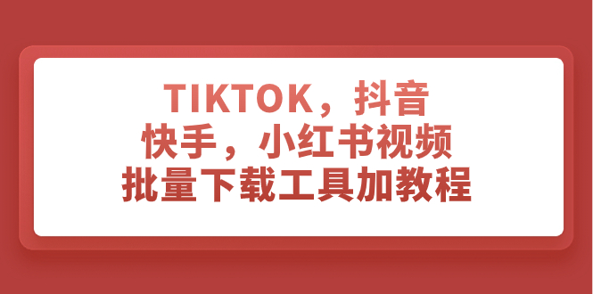 （7714期）TIKTOK，抖音，快手，小红书视频批量下载工具加教程-千城资源网