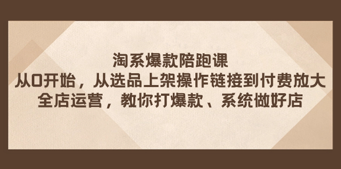 （7725期）淘系爆款陪跑课 从选品上架操作链接到付费放大 全店运营 打爆款 系统做好店-千城资源网