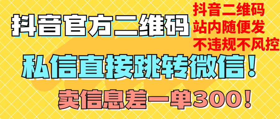 （7907期）价值3000的技术！抖音二维码直跳微信！站内无限发不违规！-千城资源网