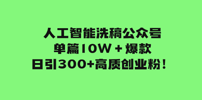 （7920期）人工智能洗稿公众号单篇10W＋爆款，日引300+高质创业粉！-千城资源网