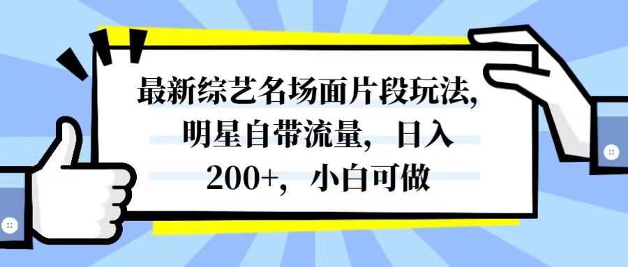 （8114期）最新综艺名场面片段玩法，明星自带流量，日入200+，小白可做-千城资源网