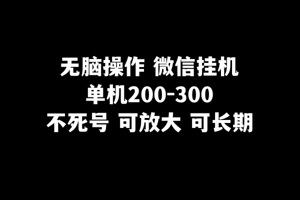 （8119期）无脑操作微信挂机单机200-300一天，不死号，可放大-千城资源网