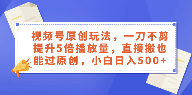 （8286期）视频号原创玩法，一刀不剪提升5倍播放量，直接搬也能过原创，小白日入500+-千城资源网