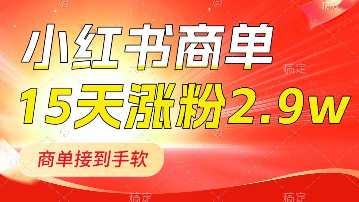 （8308期）小红书商单最新玩法，新号15天2.9w粉，商单接到手软，1分钟一篇笔记-千城资源网