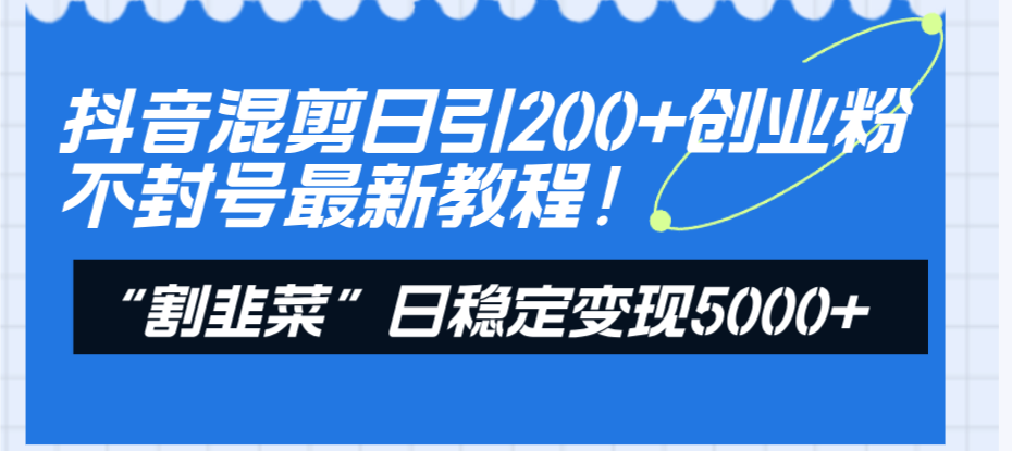 （8349期）抖音混剪日引200+创业粉不封号最新教程！“割韭菜”日稳定变现5000+！-千城资源网
