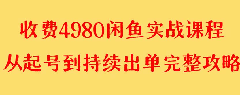 （8359期）外面收费4980闲鱼无货源实战教程 单号4000+-千城资源网