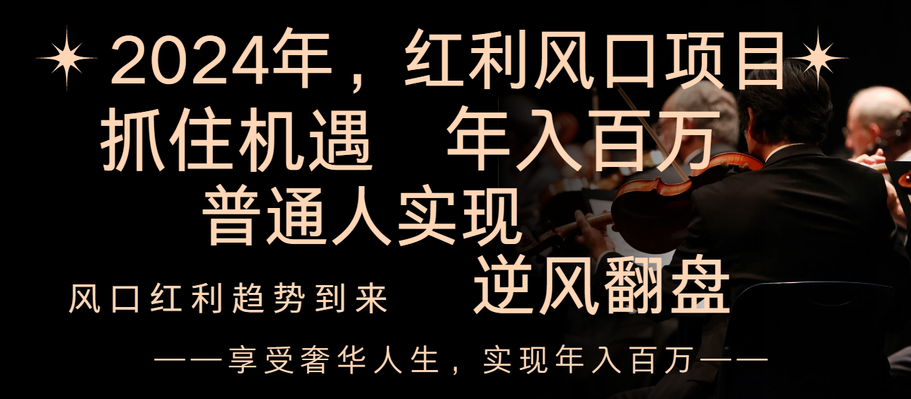 （8418期）2024红利风口项目来袭，享受第一波红利，逆风翻盘普通人也能实现，年入百万-千城资源网