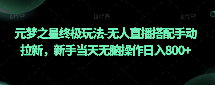 元梦之星终极玩法-无人直播搭配手动拉新，新手当天无脑操作日入800+【揭秘】-千城资源网