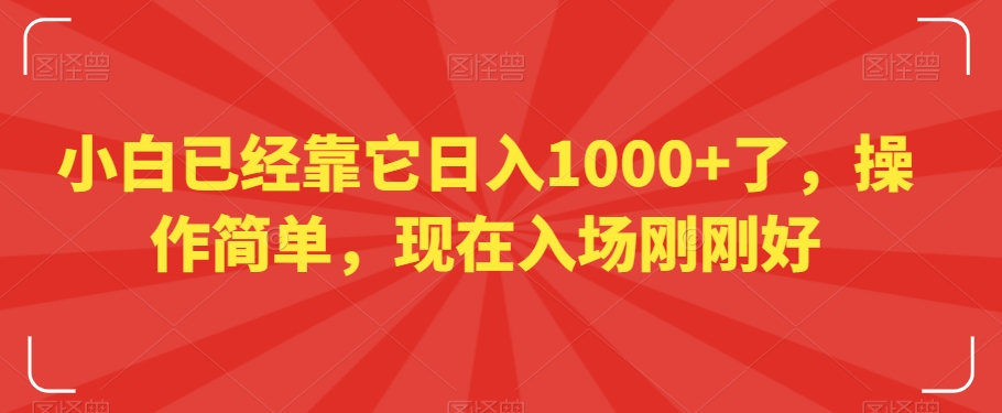 小白已经靠它日入1000+了，操作简单，现在入场刚刚好【揭秘】-千城资源网