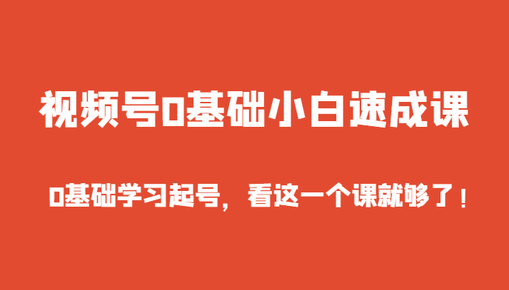 视频号0基础小白速成课，0基础学习起号，看这一个课就够了！-千城资源网