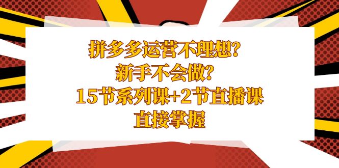 拼多多运营不理想？新手不会做？15节系列课+2节直播课学会直接掌握-千城资源网