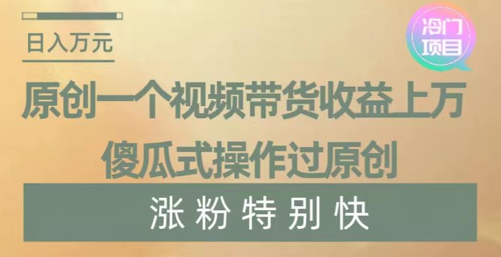 原创一个视频带货收益上万，傻瓜式操作过原创，几分钟做一个视频涨粉特别快【揭秘】-千城资源网