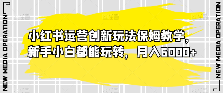 小红书运营创新玩法保姆教学，新手小白都能玩转，月入6000+【揭秘】-千城资源网