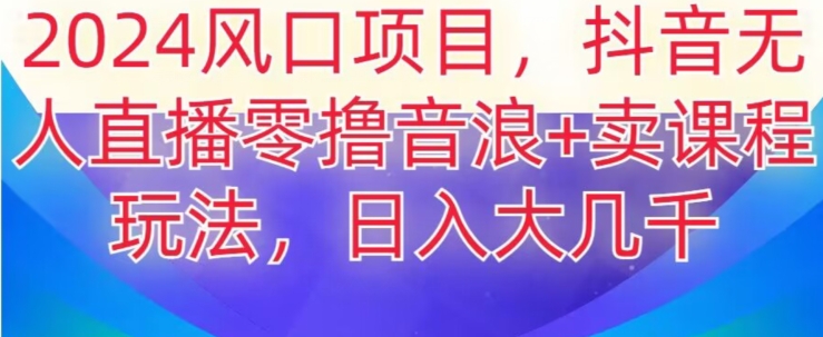 2024风口项目，抖音无人主播撸音浪+卖课程玩法，日入大几千【揭秘】-千城资源网