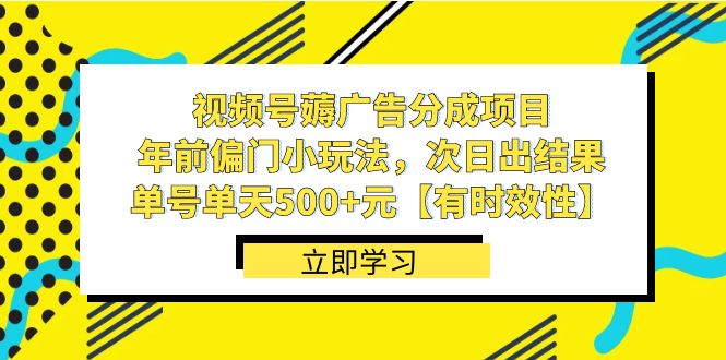 （8527期）视频号薅广告分成项目，年前偏门小玩法，次日出结果，单号单天500+元【…-千城资源网