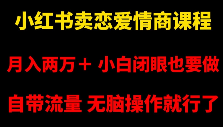 小红书卖恋爱情商课程，月入两万＋，小白闭眼也要做，自带流量，无脑操作就行了【揭秘】-千城资源网