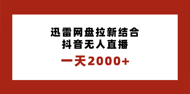 （8551期）一天2000+迅雷网盘拉新结合抖音无人直播，独创玩法保姆级教学-千城资源网