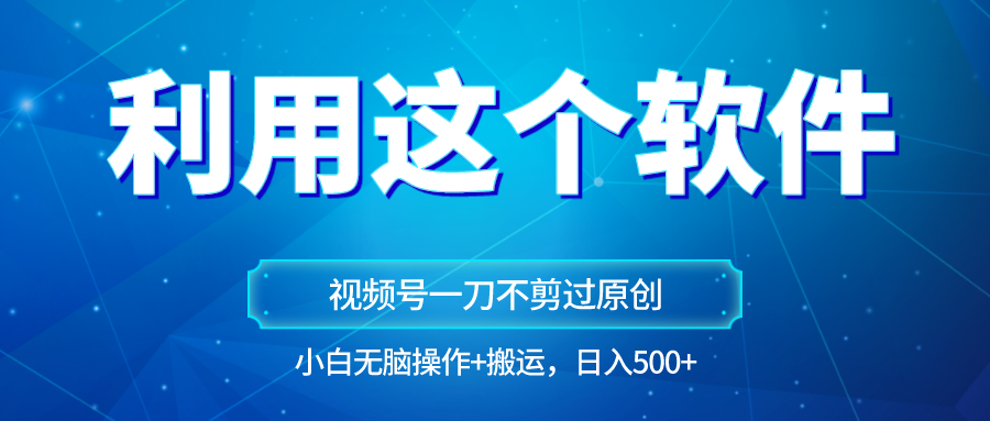 独家视频号原创玩法，用这个软件一刀不剪也能过原创，小白日入500+，无脑操作+直接…-千城资源网