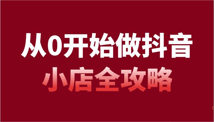 从0开始做抖音小店全攻略，抖音开店全步骤详细解说（54节课）-千城资源网