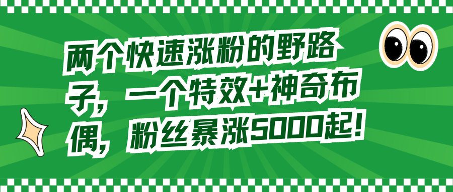 （8606期）两个快速涨粉的野路子，一个特效+神奇布偶，粉丝暴涨5000起！-千城资源网