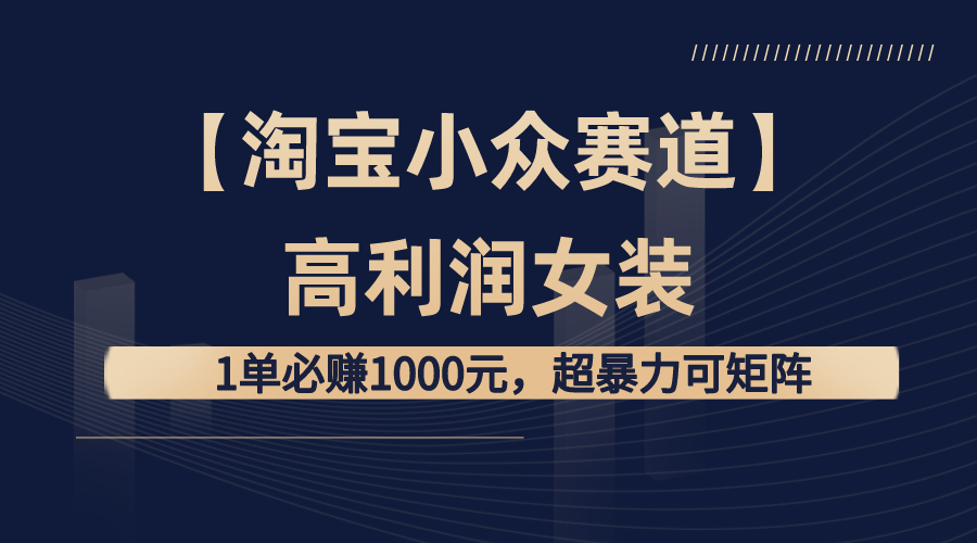 （8608期）【淘宝小众赛道】高利润女装：1单必赚1000元，超暴力可矩阵-千城资源网