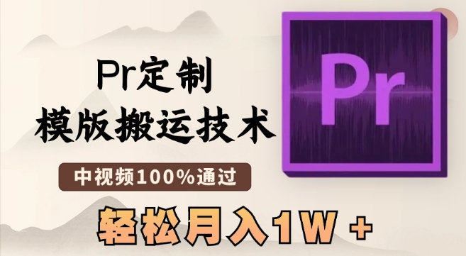最新Pr定制模版搬运技术，中视频100%通过，几分钟一条视频，轻松月入1W＋【揭秘】-千城资源网