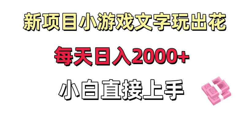 新项目小游戏文字玩出花日入2000+，每天只需一小时，小白直接上手【揭秘】-千城资源网