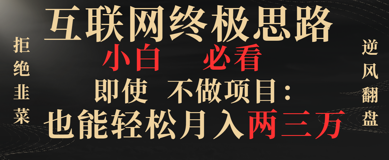 （8619期）互联网终极思路，小白必看，即使不做项目也能轻松月入两三万，拒绝韭菜…-千城资源网