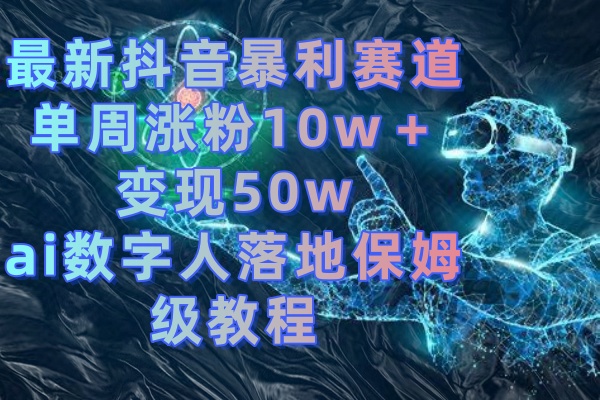 （8637期）最新抖音暴利赛道，单周涨粉10w＋变现50w的ai数字人落地保姆级教程-千城资源网