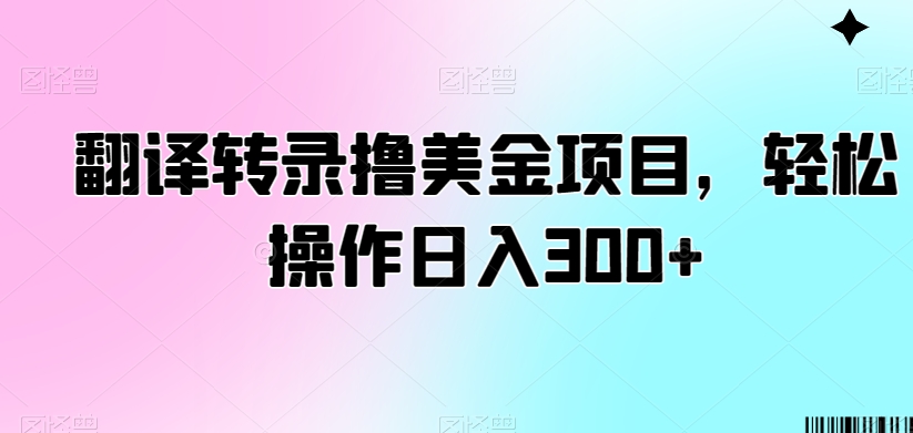 翻译转录撸美金项目，轻松操作日入300+-千城资源网