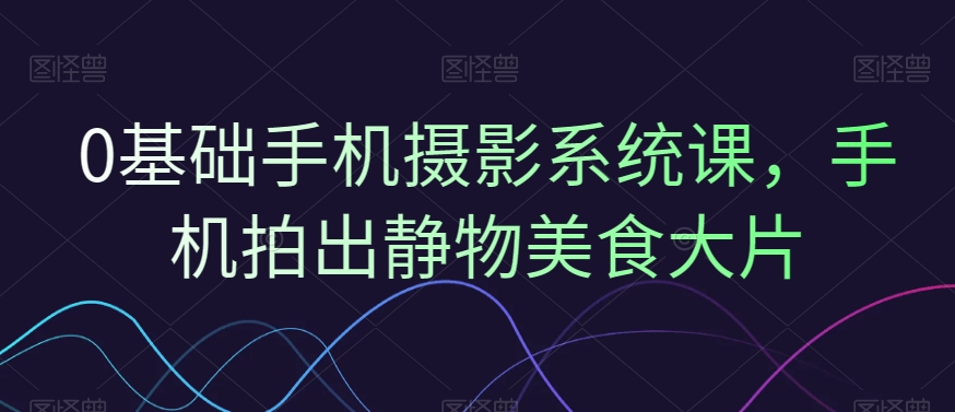 0基础手机摄影系统课，手机拍出静物美食大片-千城资源网